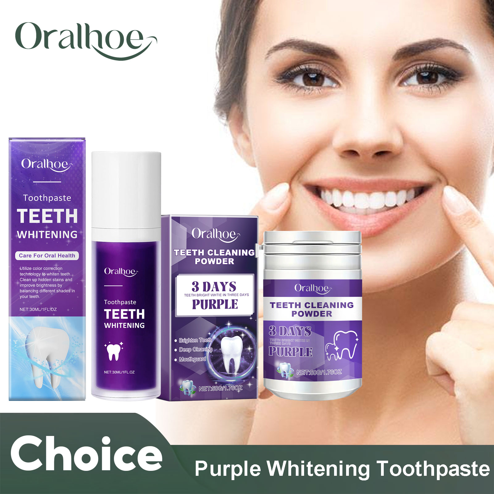 Teeth Whitening Quotes - معجون أسنان لتبييض الأسنان باللون الأرجواني،