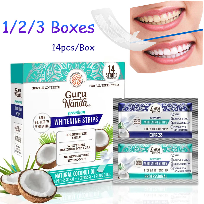 Teeth Whitening Strips Permanent - 14 قطعة/علبة شرائط تبييض الأسنان بزيت