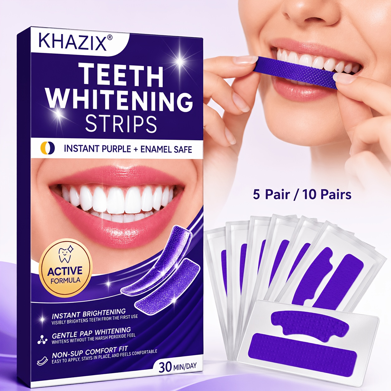 Teeth Whitening Strips Permanent - 5/10 أزواج من شرائط تبييض الأسنان